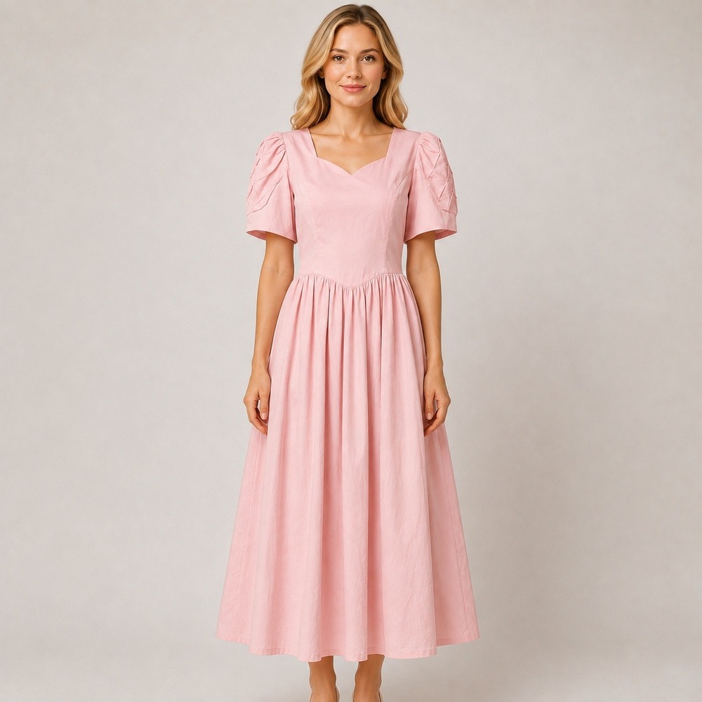 Vintage 80s LANZ Dress Cottagecore Modest Puff Sleeve Church Sunday Twee Size 4